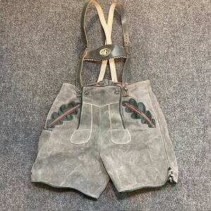 Vintage Lederhosen Authentic Suede Leather German Shorts Wmn XS Child 27in waist